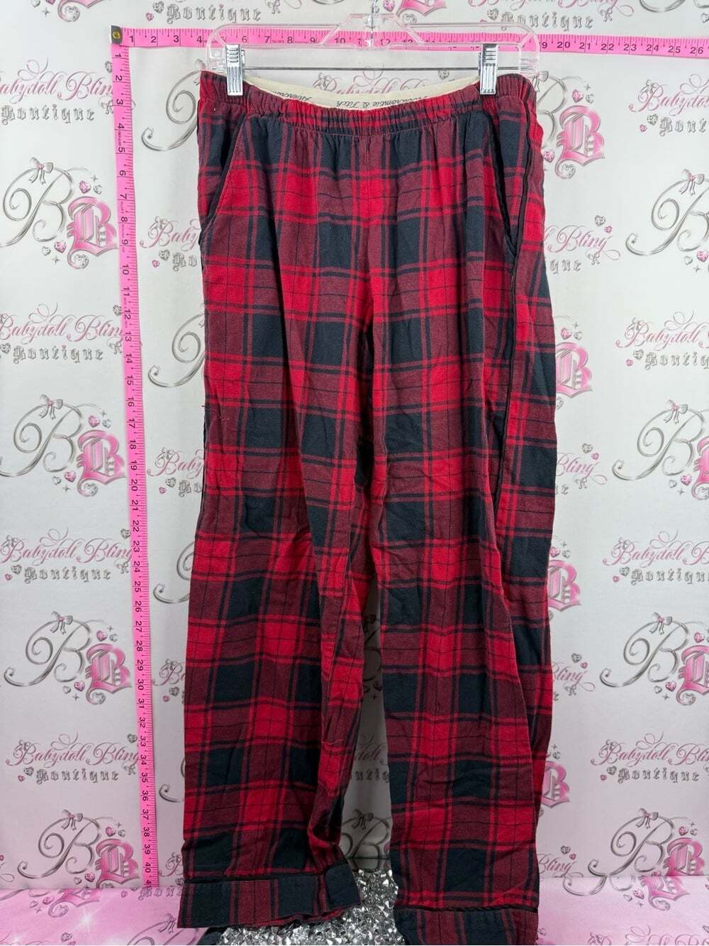 Abercrombie & Fitch Red and Black Plaid Pajama Pants